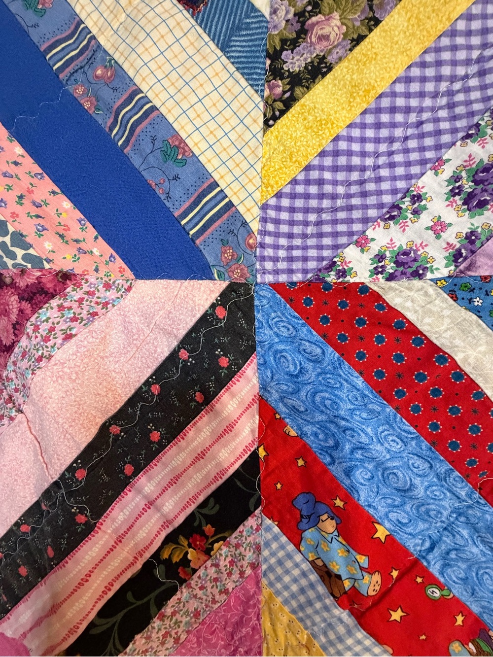 Handmade String Quilt Scrap Patchwork Lap Wall Quilt 43 x 51 - Picture 5 of 11